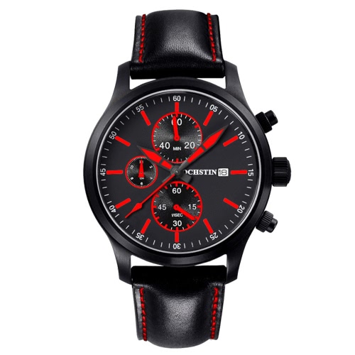 OCHSTIN Luxury Fashion Genuine Leather Man's Casual Wristwatch